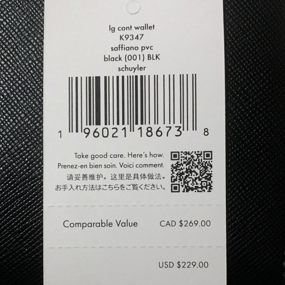 Kate Spade Black Lena Large Continental Zip-Around Wallet - Picture 7 of 7